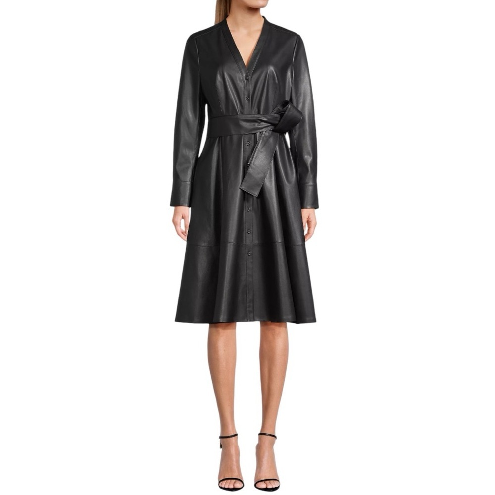 KOBI HALPERIN  Dixie Faux Leather‎ Shirtdress faux leather size xxl